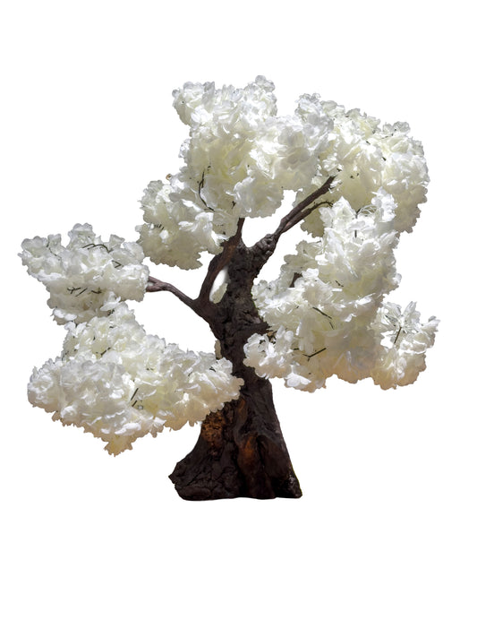 Snowy White Floral Bonsai Sculpture