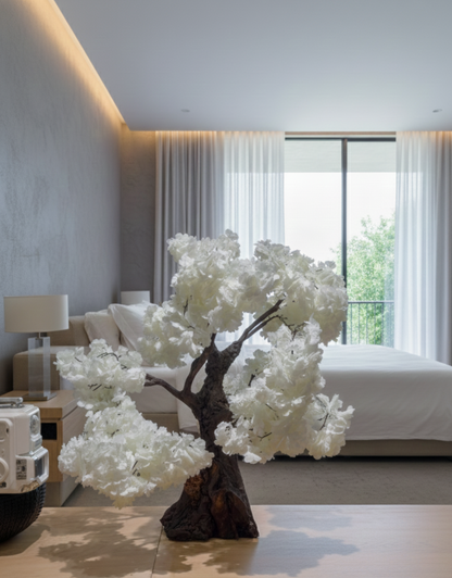 Snowy White Floral Bonsai Sculpture