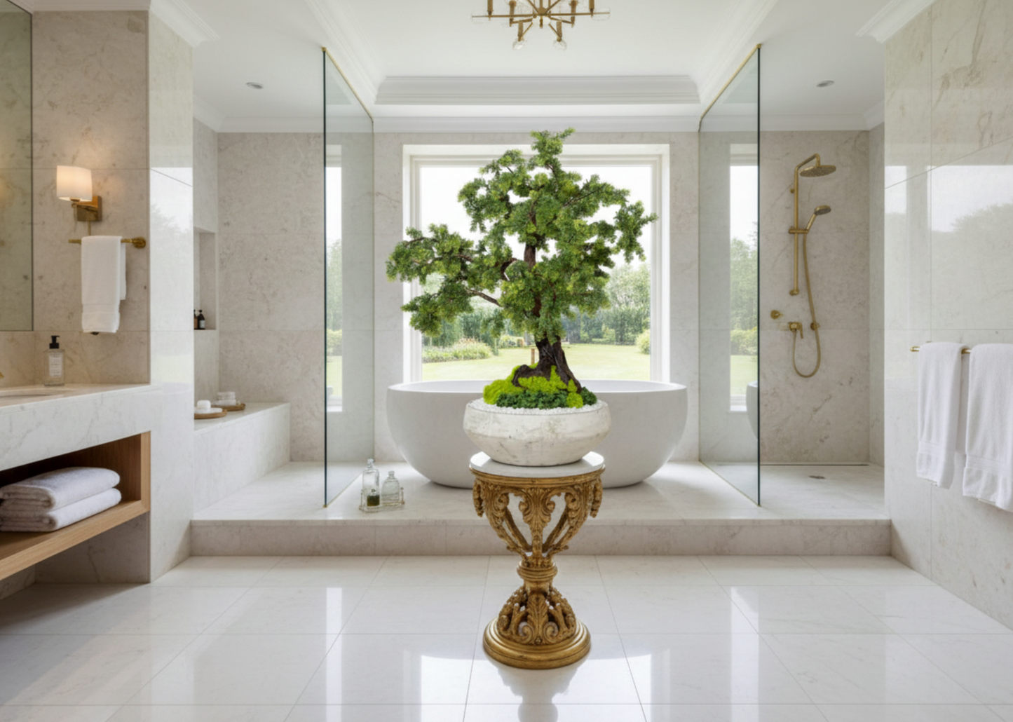 Miniature Forest Bonsai in Stone Bowl